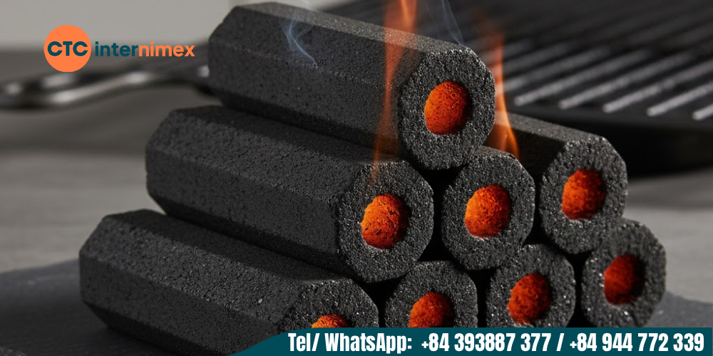 Long burning, high quality sawdust charcoal