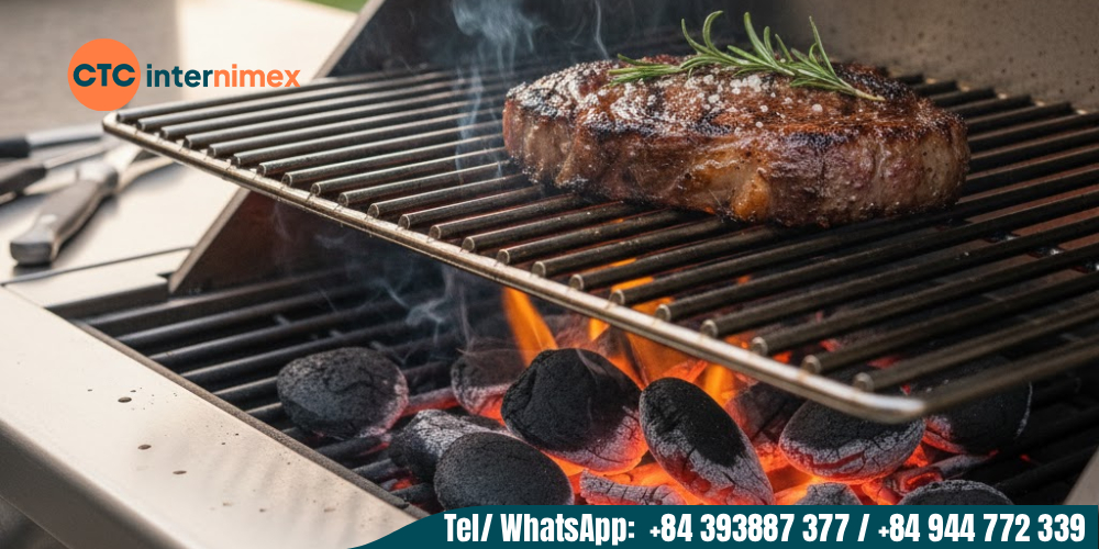 Charcoal used to grill food