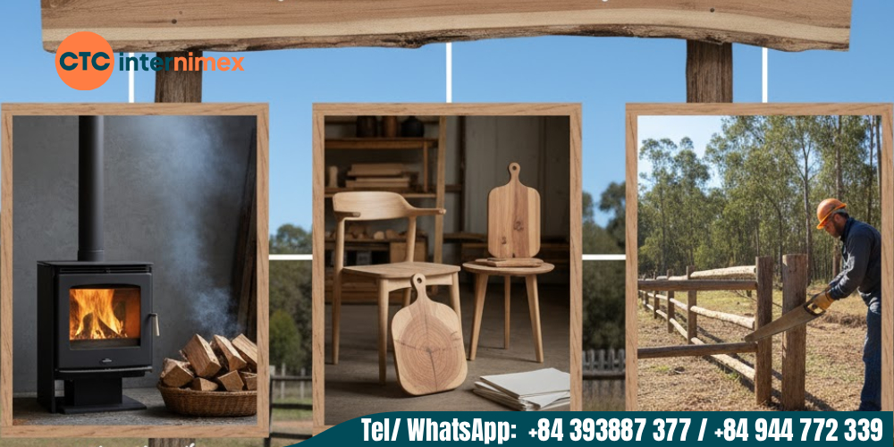 Eucalyptus dry firewood used for fireplaces, interiors, construction