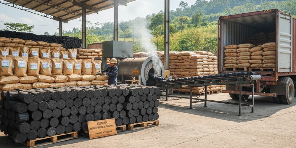 Wood charcoal and sawdust charcoal export from Viet Nam
