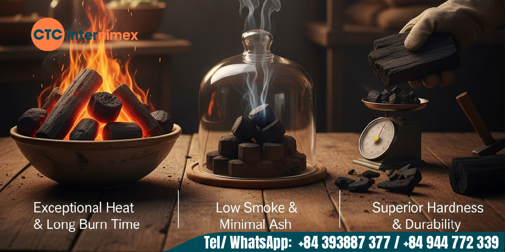 Superior properties of mangrove charcoal such as high calorific value, low smoke, low ash