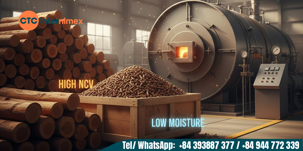 Vietnamese fuelwood has high net calorific value and low moisture content.