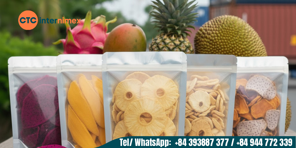 Dried fruits exported from Vietnam are diverse and utilize modern drying technology.