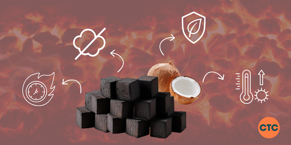 Vietnamese coconut shell charcoal is pure and made entirely from coconuts.